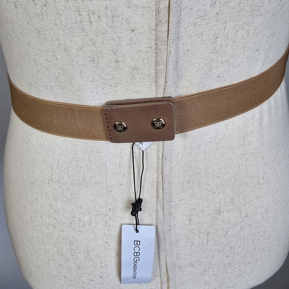 BCBGeneration New Tan Cognac O-Ring Knot Vegan Leather Statemen Belt Size M/L - Picture 5 of 11